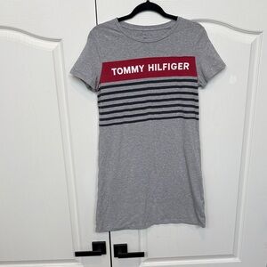 Tommy Hilfiger Gray Mini Dress with Red and Black Accents